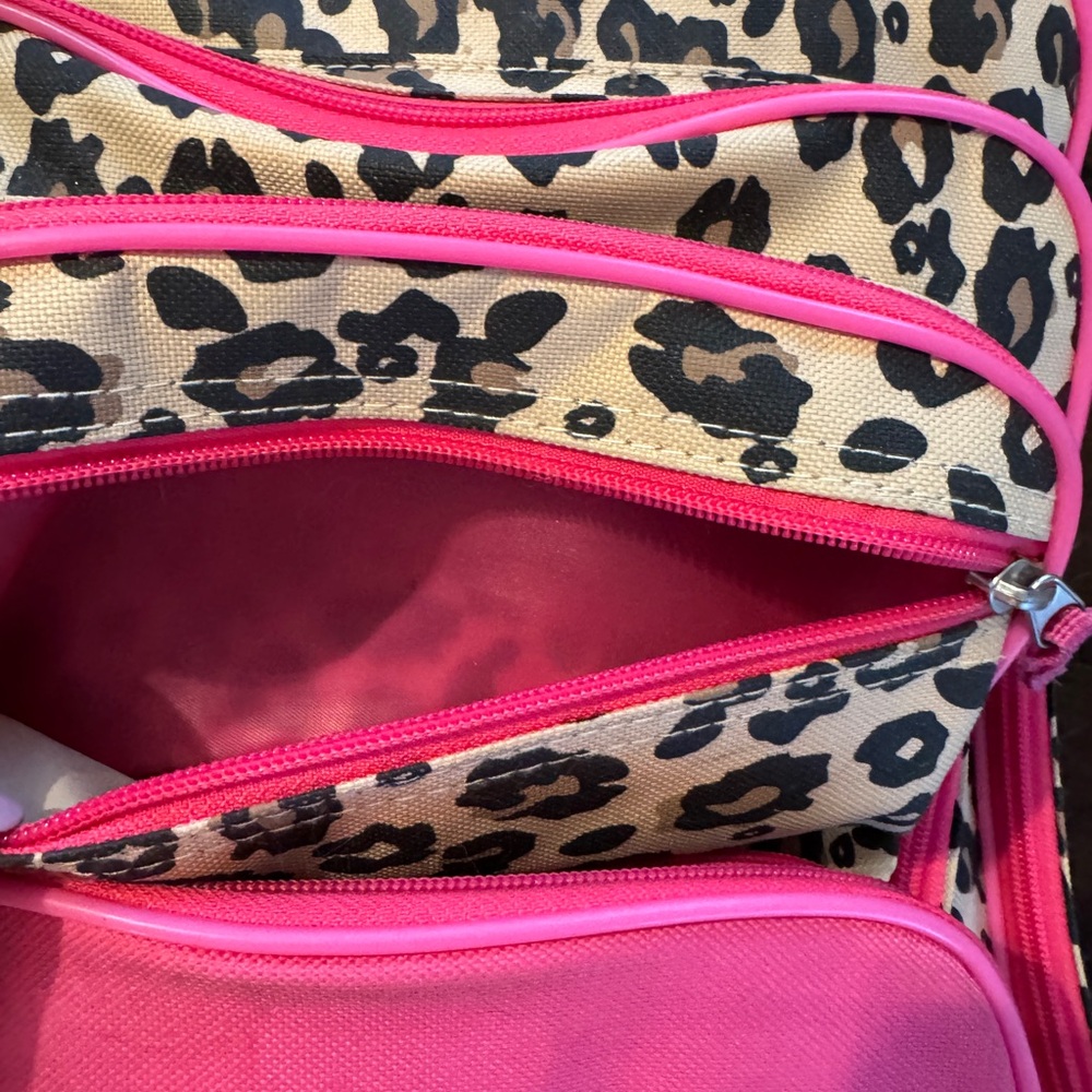 Lily’s Kids Pink Leopard Print Rolling Backpack- 16 x 12 - Picture 4 of 16